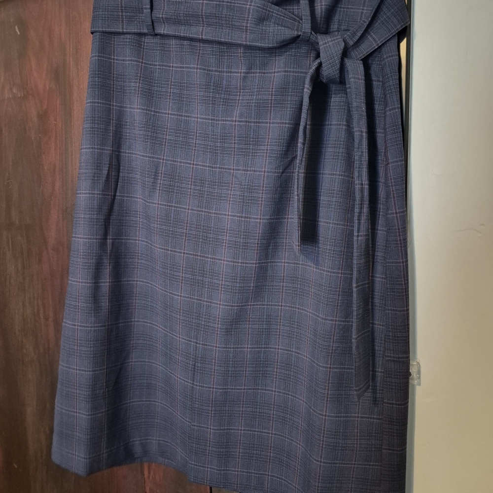 Banana Republic Blue Checkered A-Line Skirt